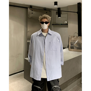 春秋新款条纹格子刺绣衬衣衬衫618-CS221-P50控78图片