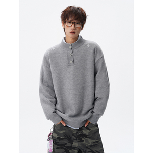 秋冬亨利领刺绣毛衣618-MM972-特P45，男装针织衫/毛衣，星座618