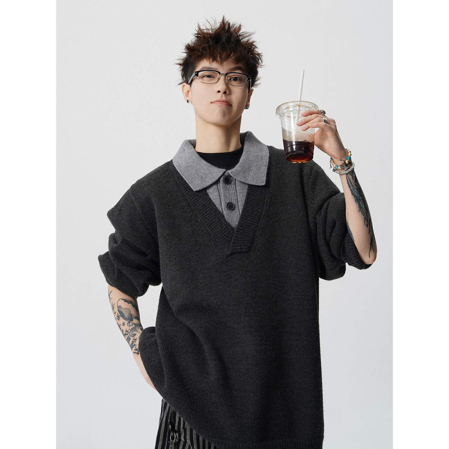 秋冬假两件POLO毛衣针织衫618-MM992-P65控118LK，男装针织衫/毛衣，星座618