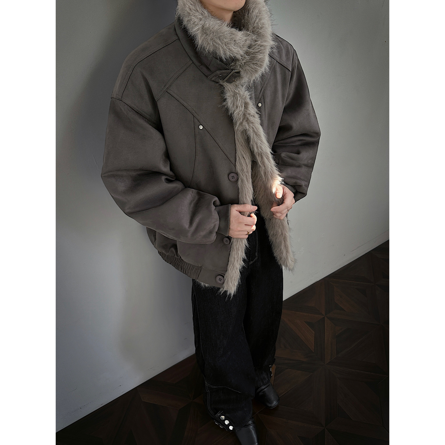 现货长毛绒棉服棉衣外套618-MF362-P115控218红地板，男装棉衣，星座618