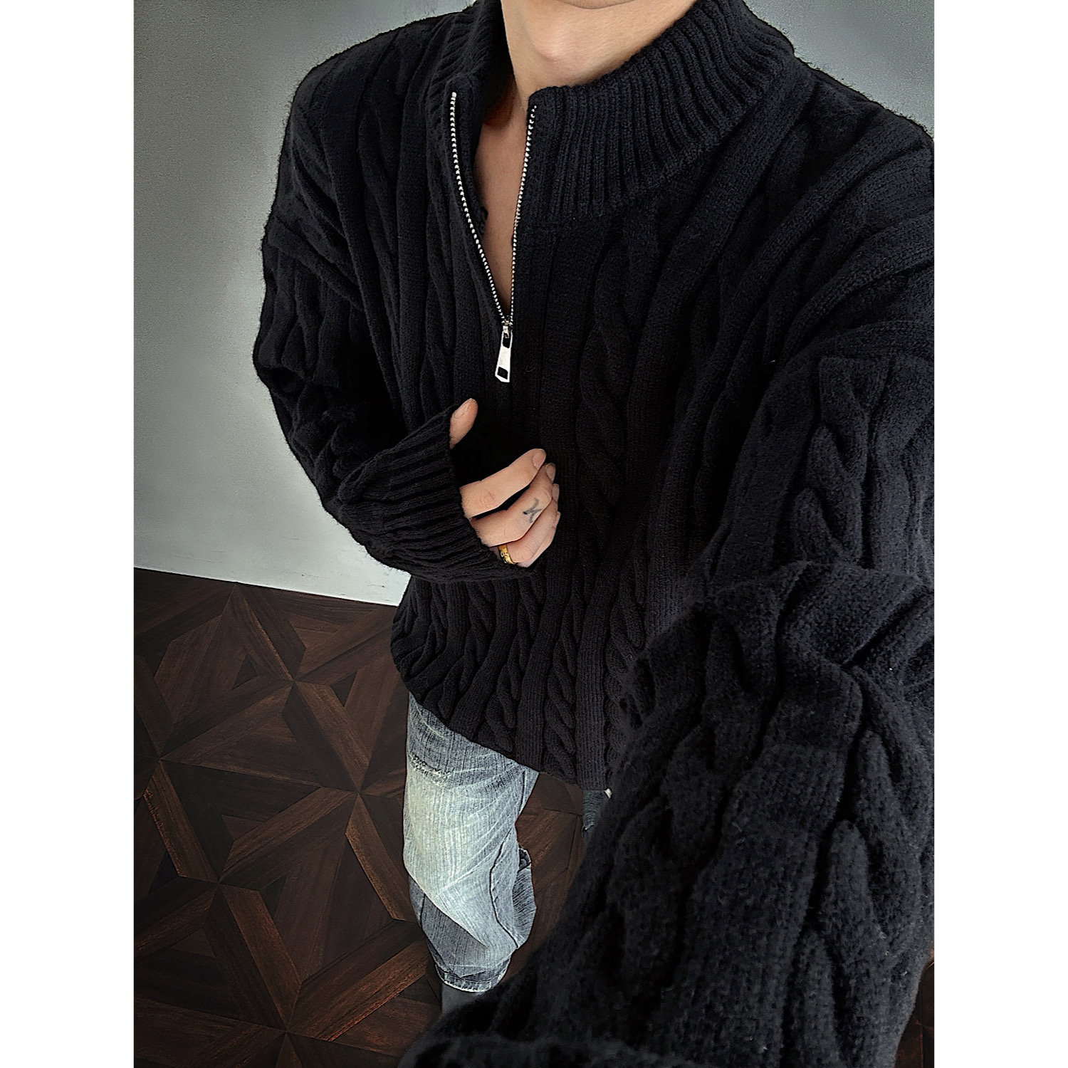 现货麻花半拉链毛衣外套618-MM788-P60控108，男装针织衫/毛衣，星座618