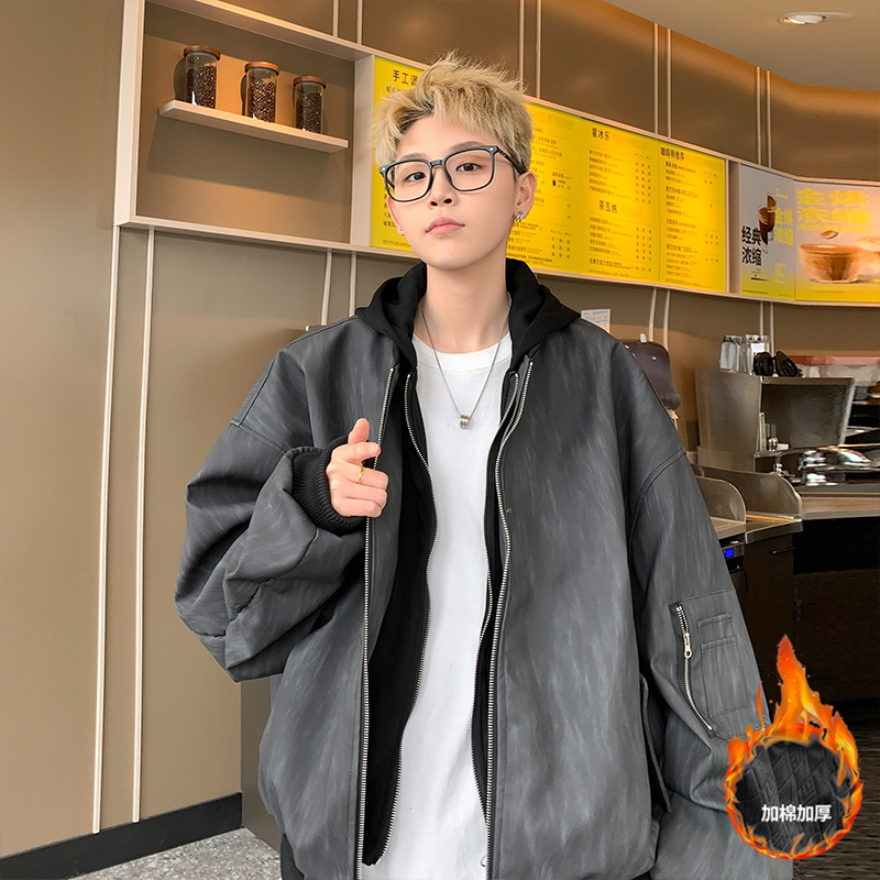 冬季短款假两件棉服外套XZ618-JK165棉衣-P120控168,男装棉衣,星座618