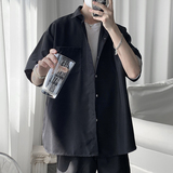 盐系夏款宽松7色纯色短袖翻领衬衫t桖打底衫618-CS90-P30控48，男装T恤，星座618