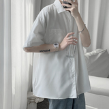 盐系夏款宽松7色纯色短袖翻领衬衫t桖打底衫618-CS90-P30控48，男装T恤，星座618