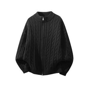 白底现货麻花拉链衫开衫毛衣外套618-MM787-P70控118，男装针织衫/毛衣，星座618