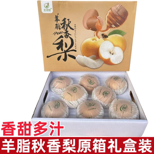 羊脂秋香梨秋月梨冰糖梨水润汁多香甜味8斤礼盒装6-8粒原箱礼盒装