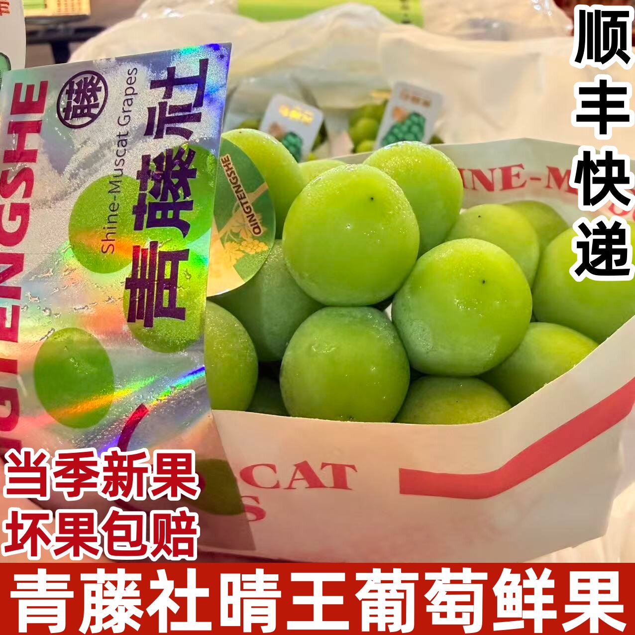 青藤社晴王葡萄香印青提日本品种阳光玫瑰新鲜水果整串顺丰快递