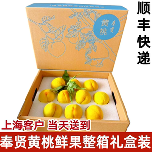 上海奉贤光明黄桃新鲜水果大桃子现摘当季6斤礼盒装顺丰快递