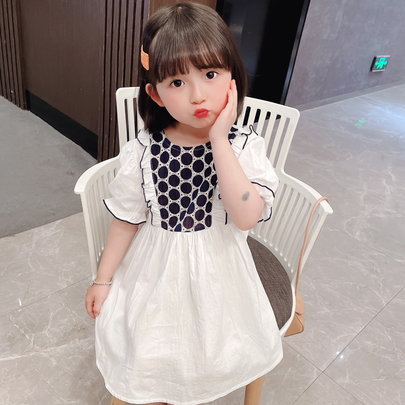 童装女童夏装连衣裙2021新款儿童宝宝洋气短袖圆点裙子韩版夏季