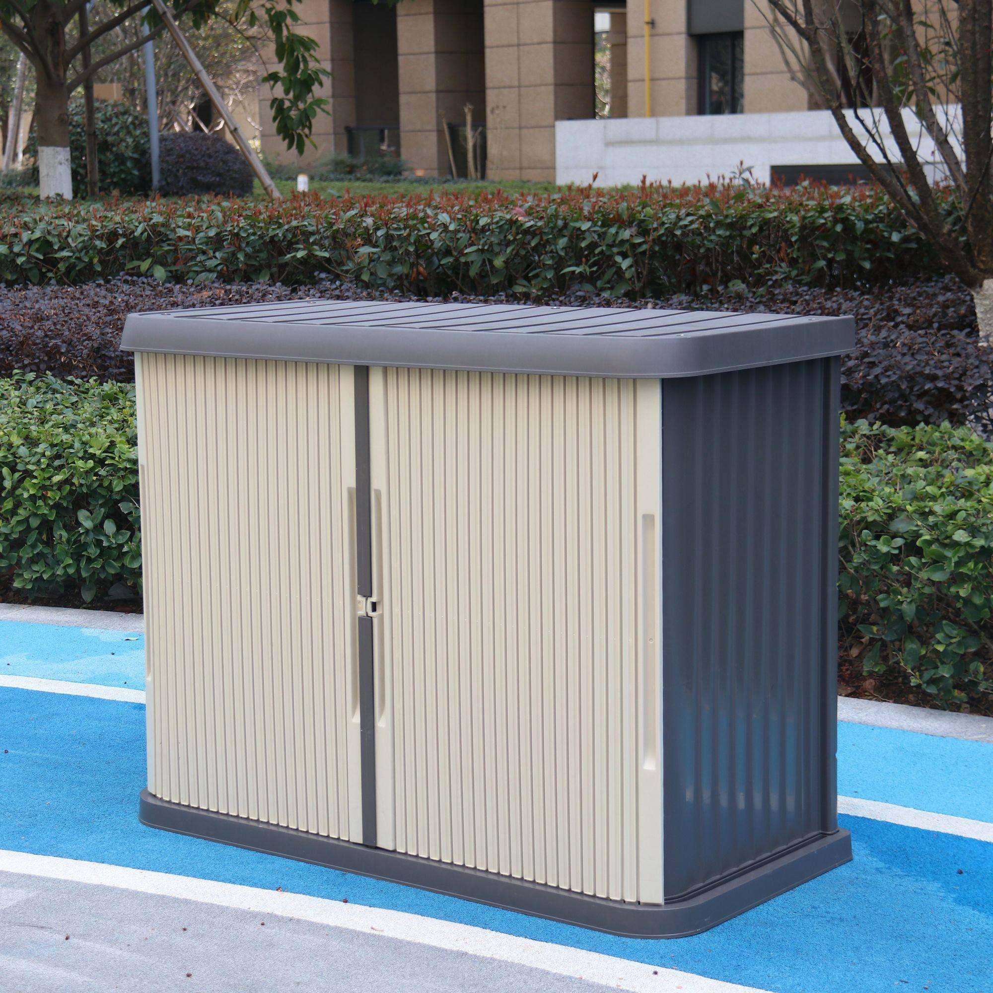 跨境专供户外大型工具箱水池存储容器甲板箱塑料花园推拉式收纳箱
