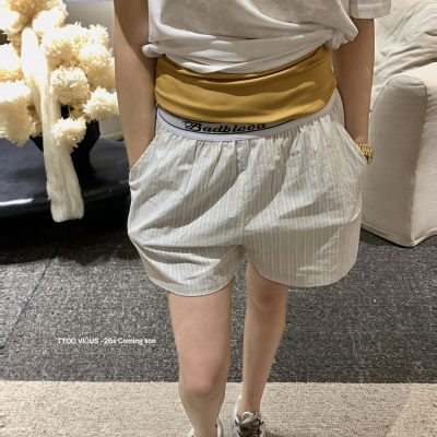 TOO 2026夏季日系竖条纹休闲短裤女百搭宽松阔腿热裤66612