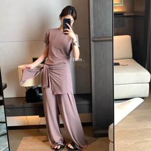 一勺甜 十屁帘三件套装 春夏韩系松弛感短袖 休闲裤 80430 hers