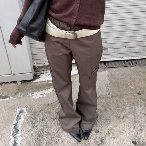 WAIT MORE 早秋韩系复古小微喇工装裤修身显瘦直筒休闲裤长裤6006