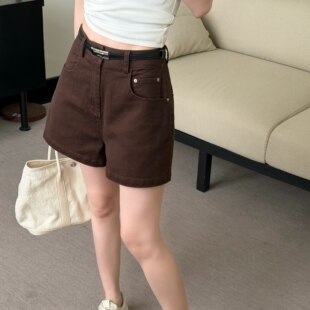 Kapok 夏季新款韩系高腰A字百搭休闲牛仔短裤女(配腰带) 26383