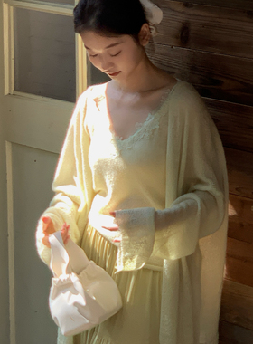 wens 春季新款毛衣套装女小众温柔慵懒风宽松针织开衫套装女