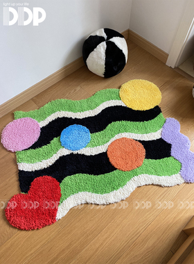 DDP原创手工孟菲斯家用卧室客厅多巴胺簇绒地毯衣帽间宠物浴室