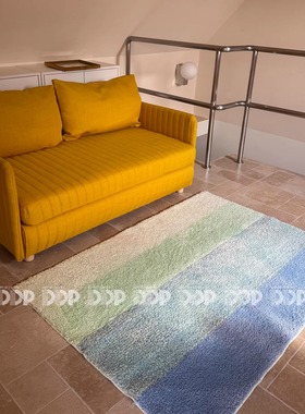 DDP重工包豪斯渐变海岛蓝卧室床边簇绒地毯浴室衣帽间家用咖啡店