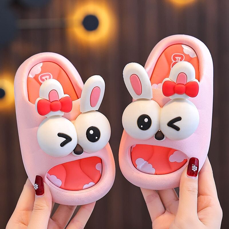 爆款卡通可爱兔头儿童拖鞋女童居家防滑外穿一字拖夏季踩屎感拖鞋