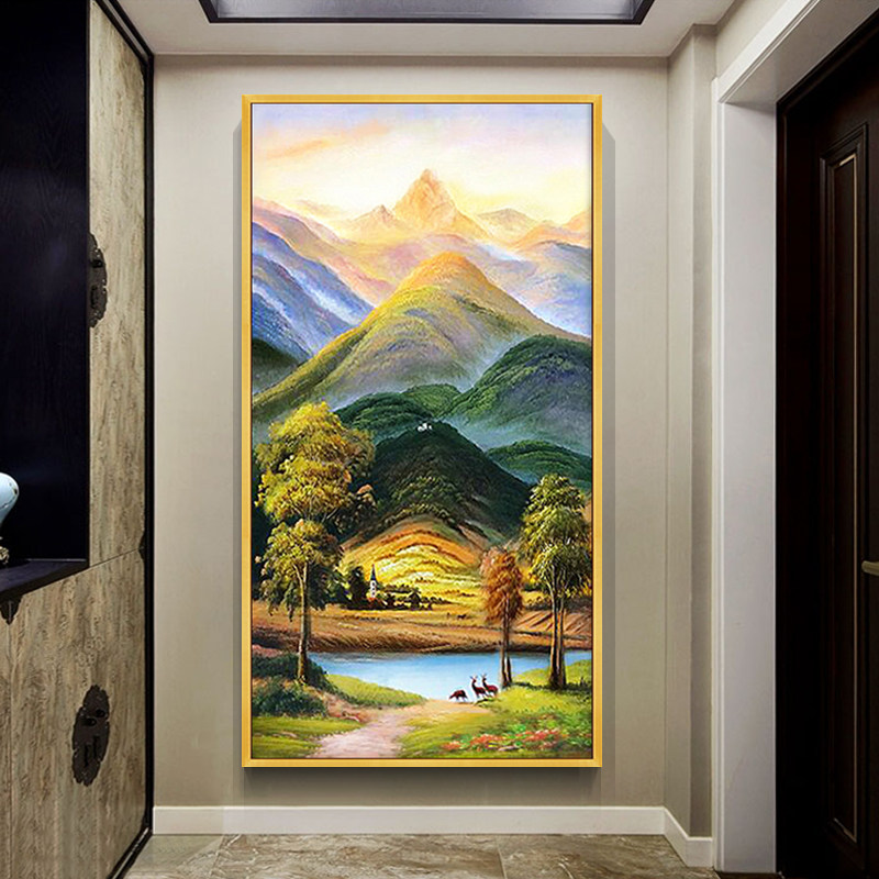 派刻玄关装饰画欧式客厅壁画美式过道挂画风景巨人山定制手绘油画|ruв категории Домашний быт, декоративная живопись, маслом - от Buy2taobao.com для оказания профессиональной услуги покупки агента Taobao