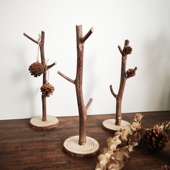 文艺复古迷你天然植物装 饰树桩树枝丫小摆件钥匙耳环首饰饰品挂架