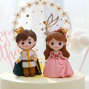 树脂实心薇拉公主王子蛋糕摆件工艺品生日卡通可爱派对儿童装饰品