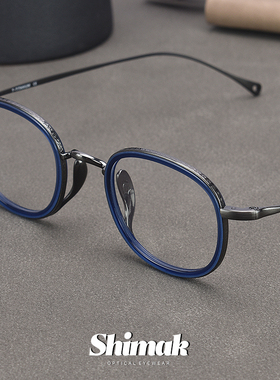 复古超轻万年龟纯钛小脸titan眼镜框镜架女男潮可配高度近视镜片