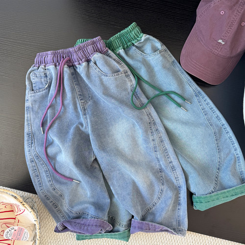儿童薄款牛仔水洗柔软防蚊裤