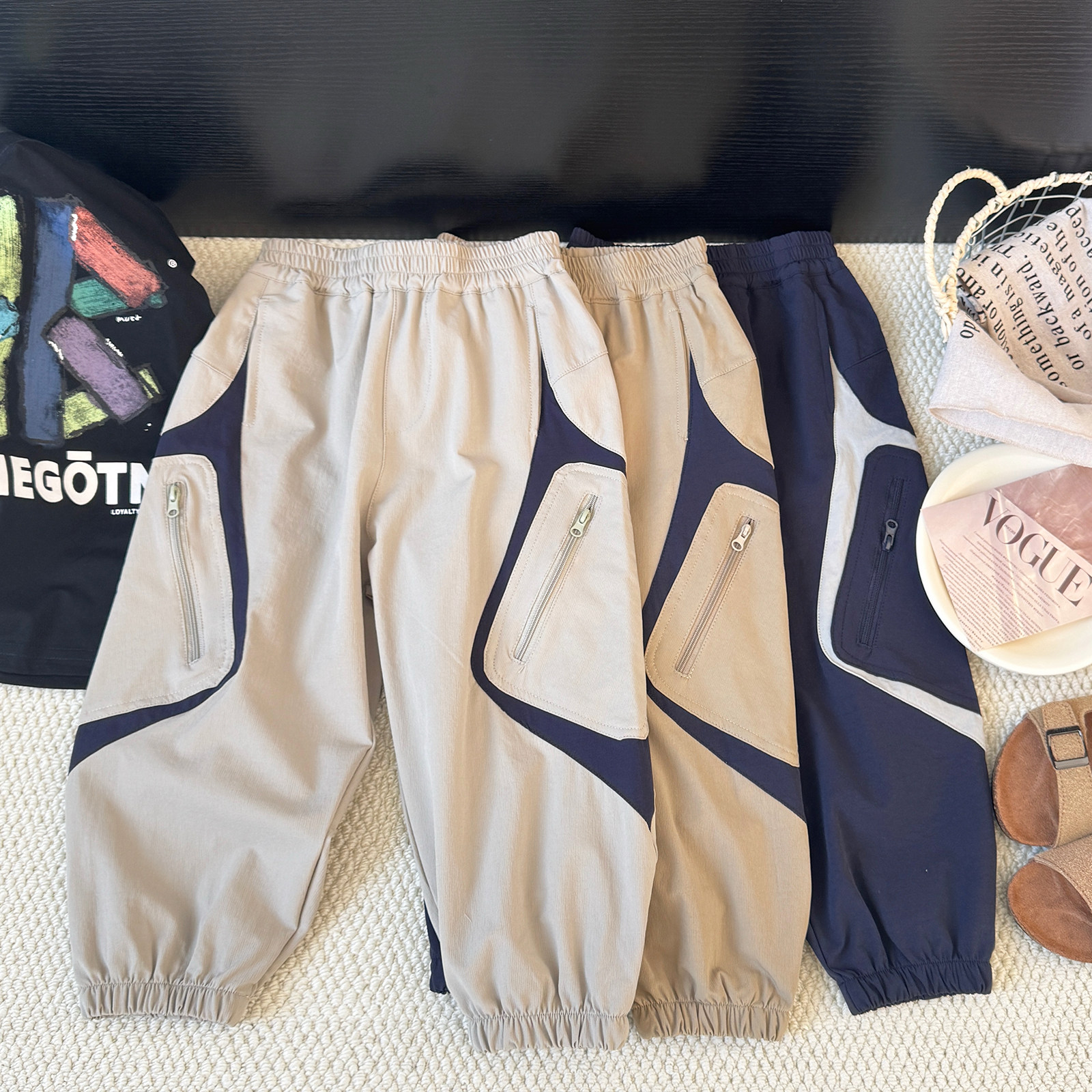 儿童春夏薄款速干裤 男童宽松舒适休闲防蚊裤 宝宝收口工装长裤子