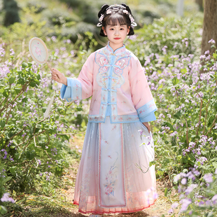 中国风古装 古风超仙国风套装 明制马面裙女童唐装 汉服女童2025新款