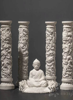 孙悟空盘龙柱新中式鱼缸造景柱子