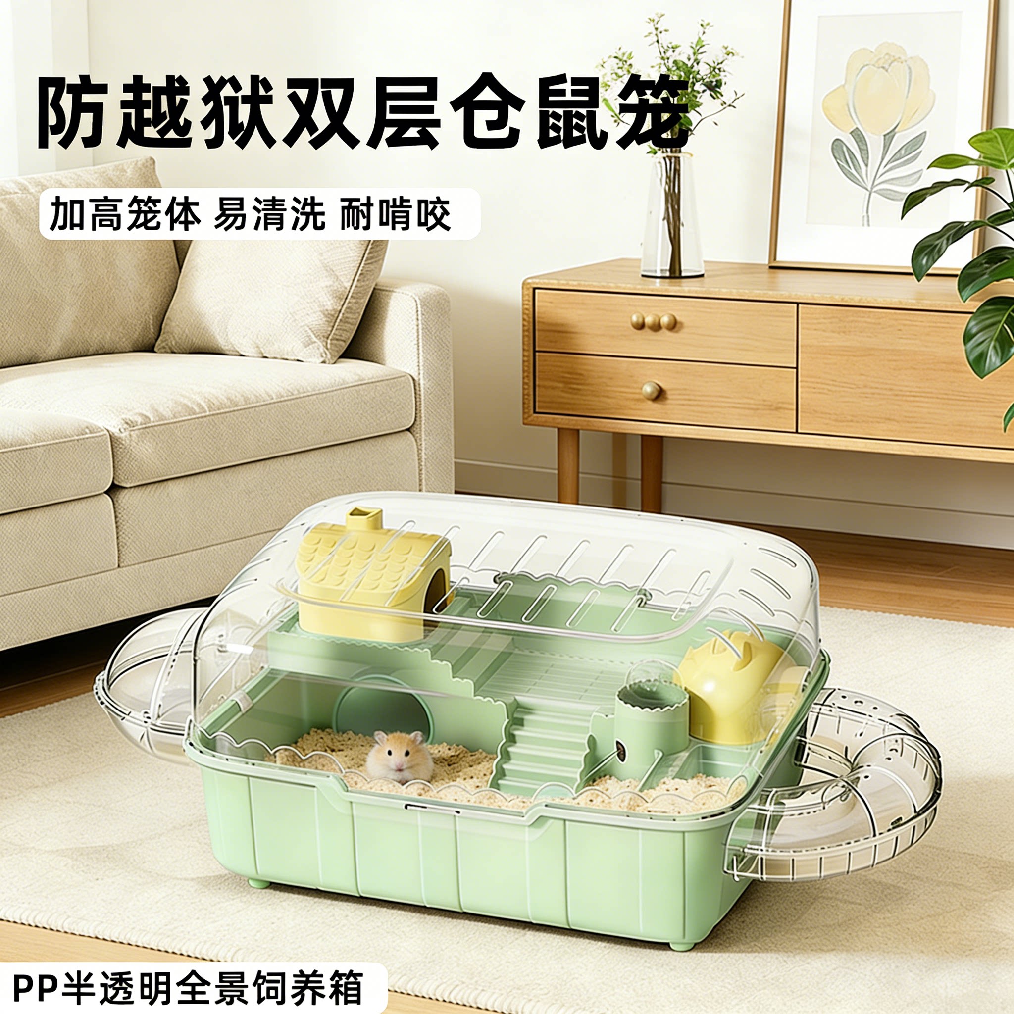 洁西金丝熊仓鼠防啃咬越狱可视笼
