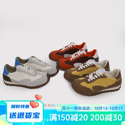 沙发与猫2026夏季复古阿甘鞋女鞋系带反绒皮德训鞋子运动休闲跑鞋