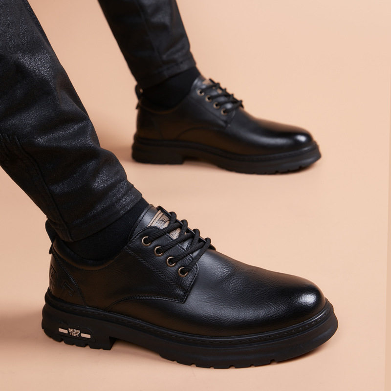 2025新款男士商务休闲皮鞋真皮英伦百搭软底软皮圆头高端手工鞋子,流行男鞋,正装皮鞋,淘宝优惠券,粉丝福利购,淘宝优惠卷