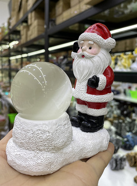 圣诞老人水晶球树脂底座摆件 家居办公树脂工艺品装饰 圣诞节雪人