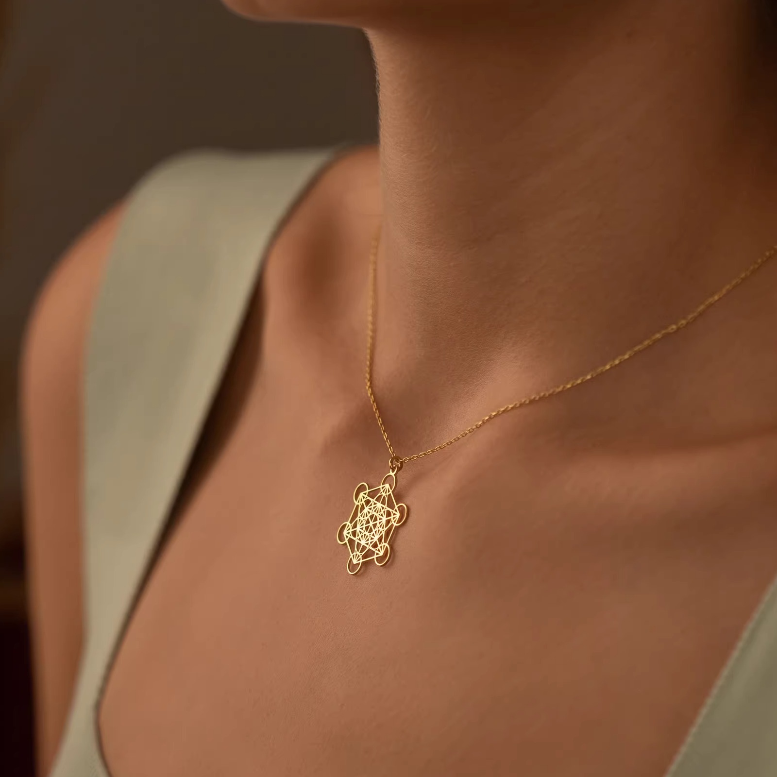 进口18K金Metatron项链-母亲节礼物-18K神圣几何珠宝梅塔特隆