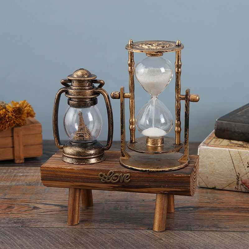 欧式复古风手提灯模型礼品摆件创意沙漏计时器装饰树脂工艺品批