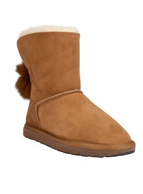 澳洲代购正品SHEARERS雪地靴女羊皮毛一体甜美大毛毛球冬季短靴