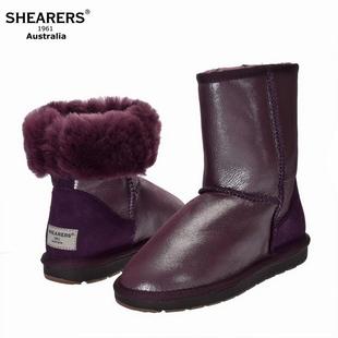 款 澳洲代购 SHEARERS皮毛一体雪地靴经典 防水短款 正品 糖果色