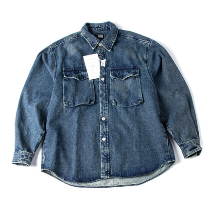衬衫男日系复古做旧重磅水洗工装叠穿衬衣宽松休闲双口袋翻领上衣