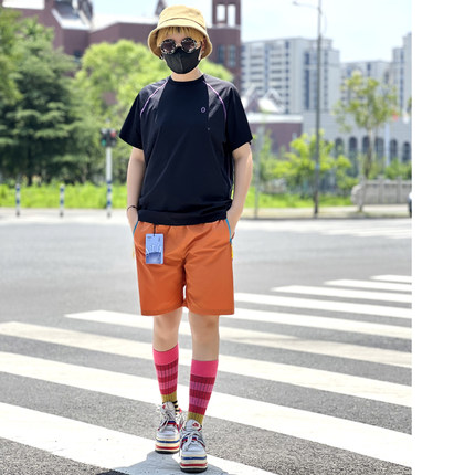 尼龙速干短裤男山系多巴胺户外透气拉链休闲裤徒步运动宽松五分裤