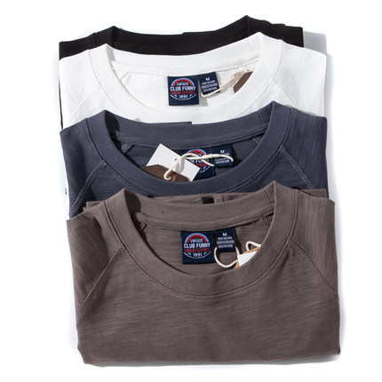 t恤男短袖夏季 重磅竹节棉透气圆领美式休闲插肩袖简约半袖男夏季