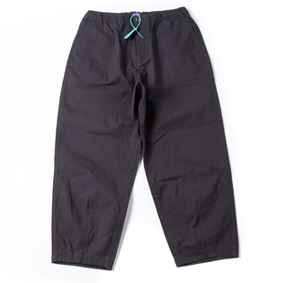 子日系宽松微锥休闲九分裤 裤 薄款 阔腿工装 防撕裂格子布大码 紫标裤