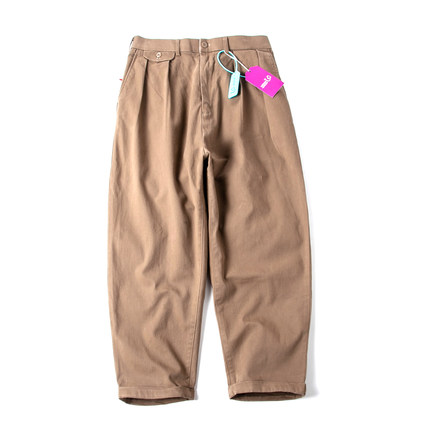 微锥休闲裤男日系复古双褶工装裤厚款秋季宽松直筒休闲百搭长裤子