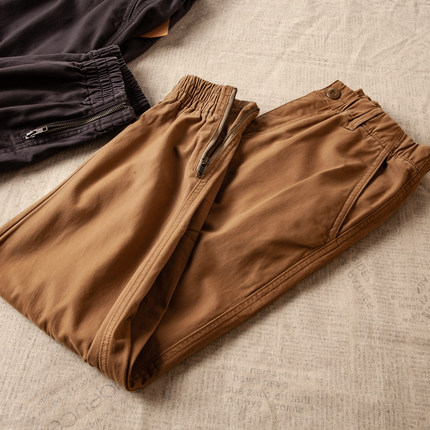 阿美咔叽美式复古日系男式潮流休闲裤纯棉水洗长裤子简约宽松束脚