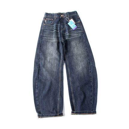 美式复古水洗牛仔裤男宽松直筒阔腿裤休闲弯刀纯棉长裤潮日系裤子