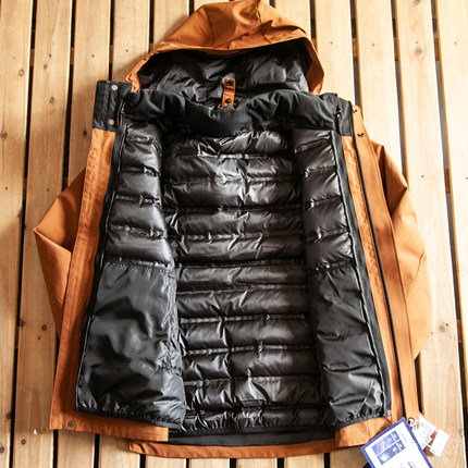 防寒服可脱卸羽绒内胆男士户外三合一压胶冲锋衣保暖连帽羽绒服潮