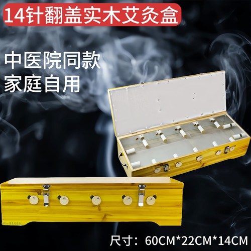 实木制14针艾灸盒背部经督脉