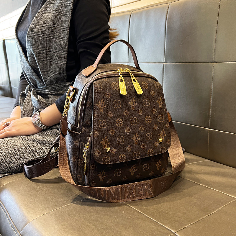 LEATHER BACKPACK WOMENS 2024 NEW FASHION LARGE-CAPACITY SCHOOL BAG PREMIUM SENSE HANDBAG SHOULDER BAG TRAVEL WOMENS BACKPACK