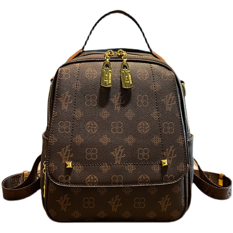 LEATHER BACKPACK WOMENS 2024 NEW FASHION LARGE-CAPACITY SCHOOL BAG PREMIUM SENSE HANDBAG SHOULDER BAG TRAVEL WOMENS BACKPACK