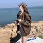 美拉德复古PU皮衣外套女2025春秋新款 韩系高级感炸街机车风皮夹克